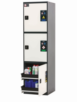MultiRisk-Schrank für Chemikalien 545 x 520 x 1950 (HxBxT) Korpus RAL 7016, Türen RAL 9010