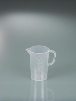 Messbecher mit Henkel, transparente Skala