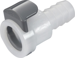 Schlauchkupplungen, Vollkunststoff (POM), NW 6,4 mm, Mutterteile, Schlauchkupplung mit Schlauchtülle