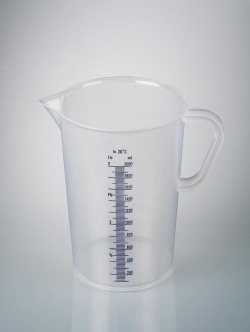 Messbecher mit Henkel, blaue Skala