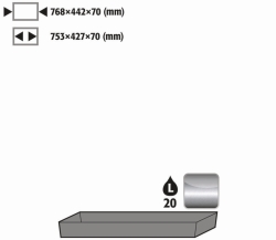 Bodenauffangwanne (V=22 L) Edelstahl 1.4301 753x427x70mm