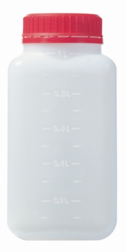 Vierkant-Weithalsflasche 250 ml mit Sicherheits-VS, HDPE